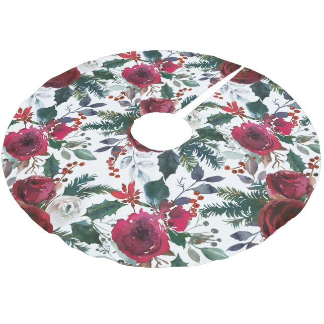 Hübsch Holiday Grenadine Red Mistletoe Weihnachten Polyester Weihnachtsbaumdecke (Schrägansicht)