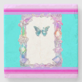 Hübsch Holographic Butterfly Stone Untersetzer Aqu