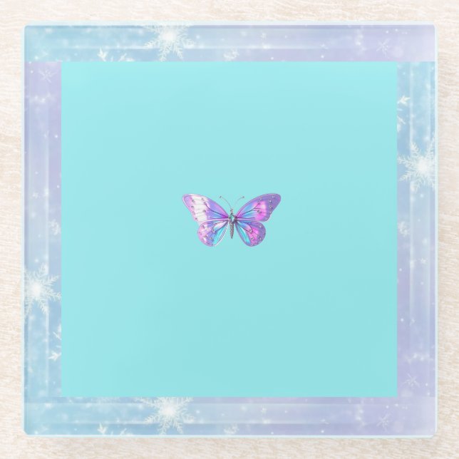Hübsch Holographic Butterfly Untersetzer Aqua (Vorderseite)