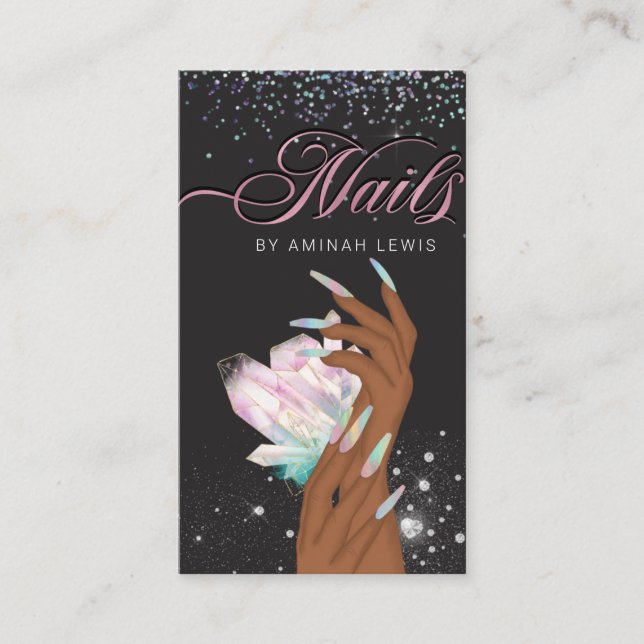 Hübsch Holographic Crystal Glitzer Nails Visitenkarte (Vorderseite)