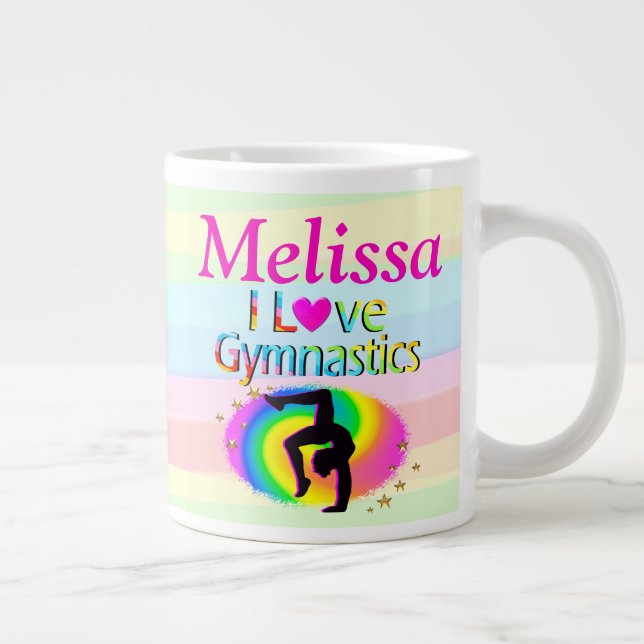 HÜBSCH I LIEBE GYMNASTICS PERSONALISIERTE MUG Jumbo-Tasse (Rechts)