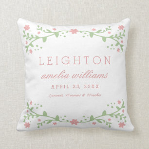 Hübsch im rosa Baby-Geburts-Informations-Kissen Kissen