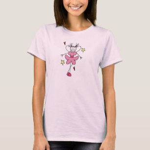 Hübsch im rosa Strichmännchen-Engels-Shirt T-Shirt