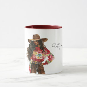 Hübsch im roten Blumenpullover Tasse