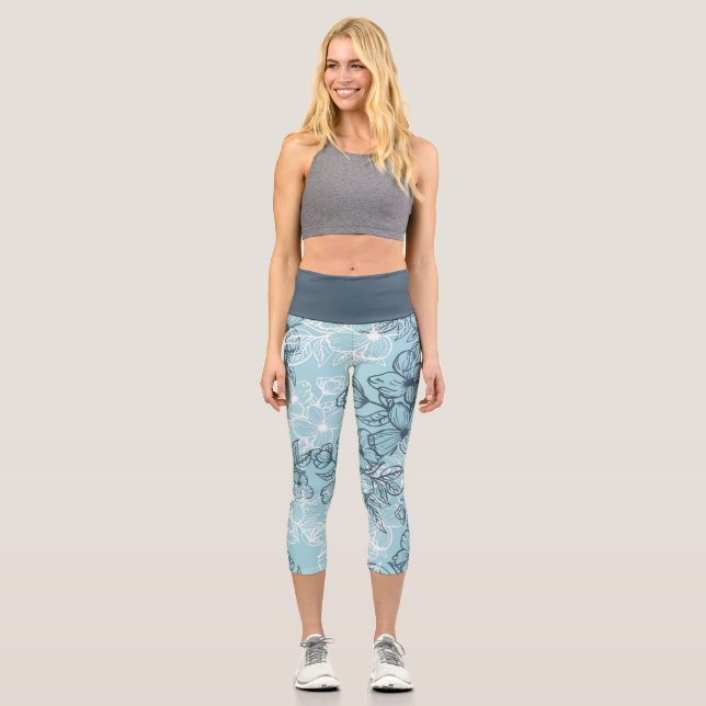 Hübsch in Blau Capri Leggings (Vorderseite)