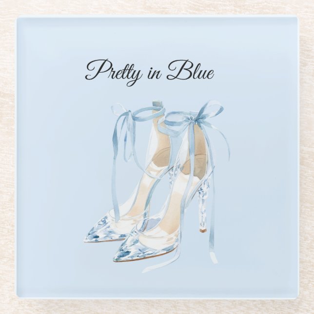 Hübsch in blauen High Heels Glasuntersetzer (Vorderseite)