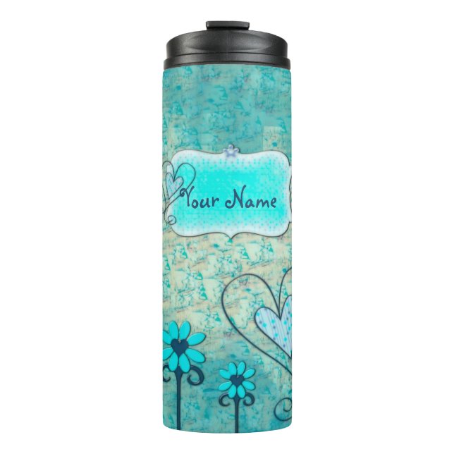 Hübsch in Blue Individuelle Name Thermosbecher (Vorderseite)