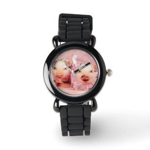 Hübsch in der rosa Schwein-KinderGlitzer-Uhr Armbanduhr