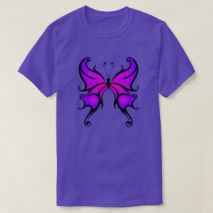 Hübsch in Lila Schmetterling Komfortabel Baumwolle T-Shirt