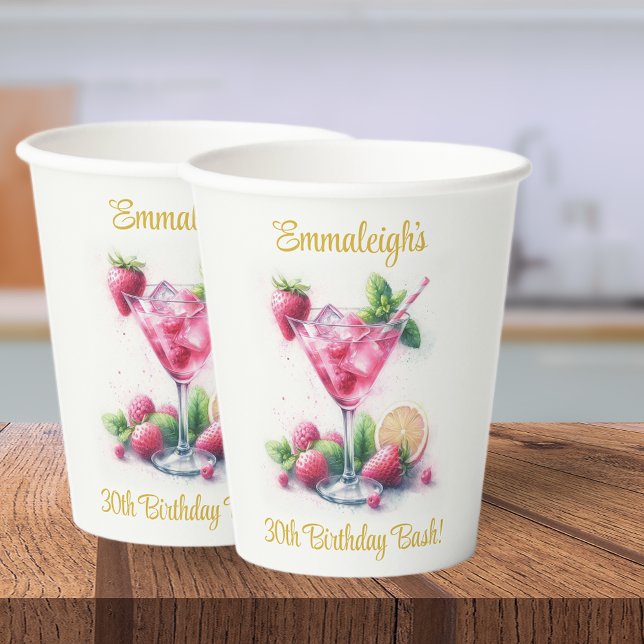 Hübsch in Pink 30. Geburtstagsfeier Pappbecher (Von Creator hochgeladen)