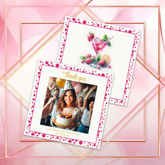 Hübsch in Pink 30. Geburtstagsfeier Vielen Dank Dankeskarte