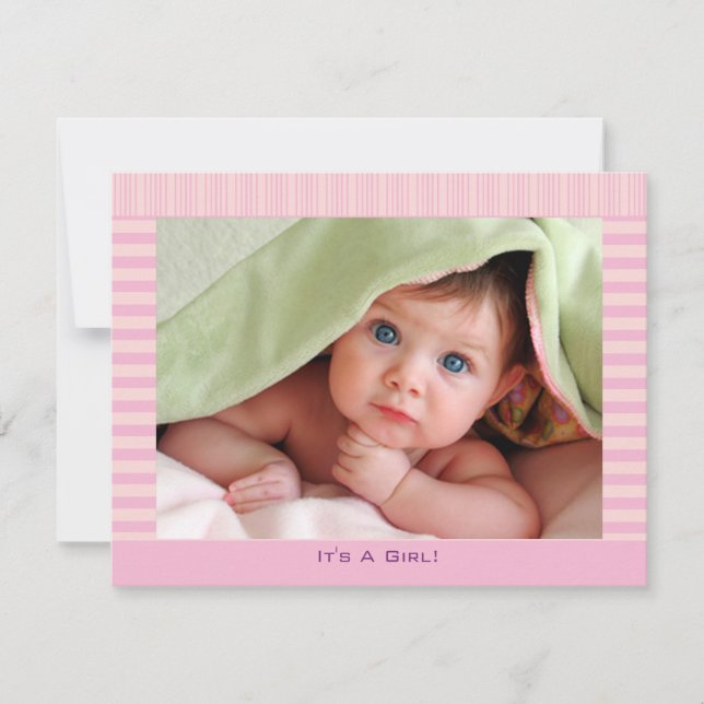 Hübsch in Pink Baby Girl Ankündigung (Vorderseite)