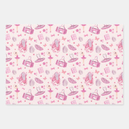 Hübsch in Pink Ballerina Girls Geburtstagsparty Geschenkpapier Set