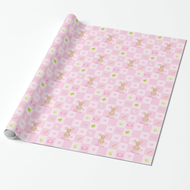 Hübsch in Pink Chihuahua Geschenkpapier (Ungerollt)