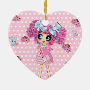 Hübsch in Pink Kawaii Girl PinkyP Keramikornament