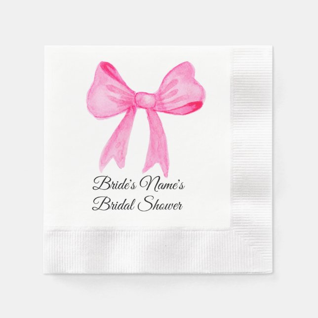 Hübsch in Pink Pink Bow Bridal Dusche Einladung Serviette (Vorderseite)