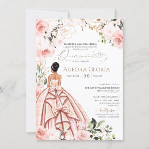 Hübsch in Pink Schönes gotisches Weiß Quinceanera  Einladung