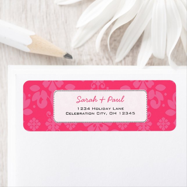 Hübsch in Pink Yarrow, Floral Return Address Label (Insitu)