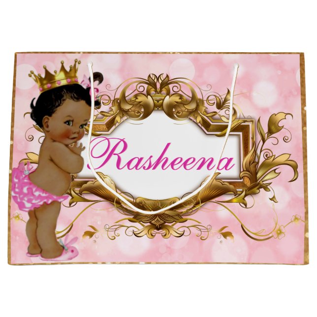Hübsch in rosa afrikanische Prinzessin Pink & Gold Große Geschenktüte (Vorderseite)