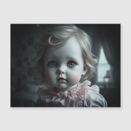 Hübsch in Rosa, blonde haarige Puppe (Miss Januar) Magnetkarte