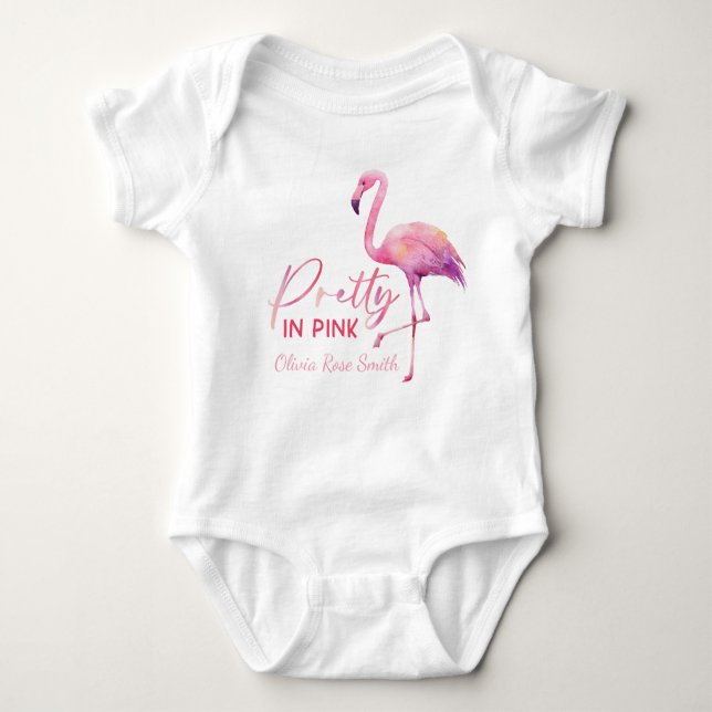 Hübsch in rosa Flamingo Babydusche Bodysuit Baby Strampler (Vorderseite)