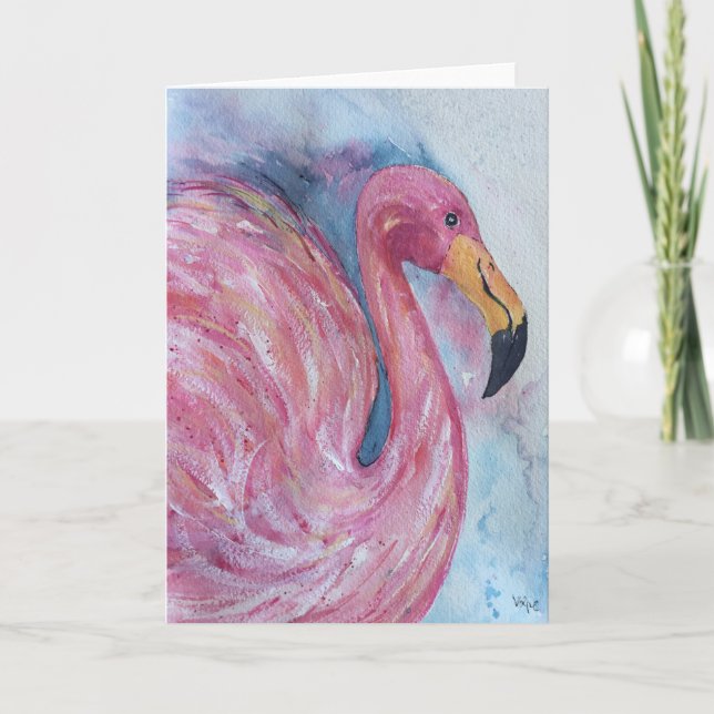 Hübsch in Rosa, Flamingo Grußkarte Karte (Vorderseite)
