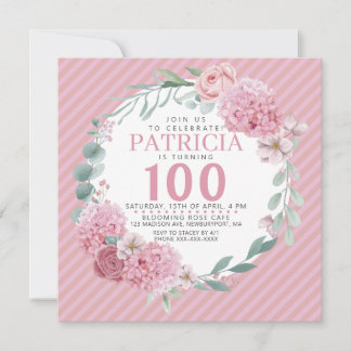 Hübsch in Rosa florale Einladung zum Geburtstag