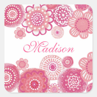 Hübsch in rosa gestrichene Mädchen Name Square Sti Quadratischer Aufkleber