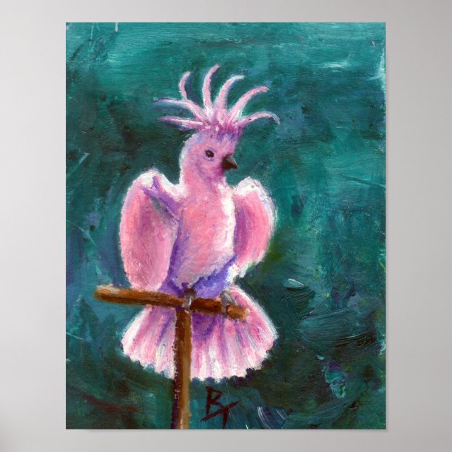 Hübsch in rosa Kakatoposter Poster (Vorne)