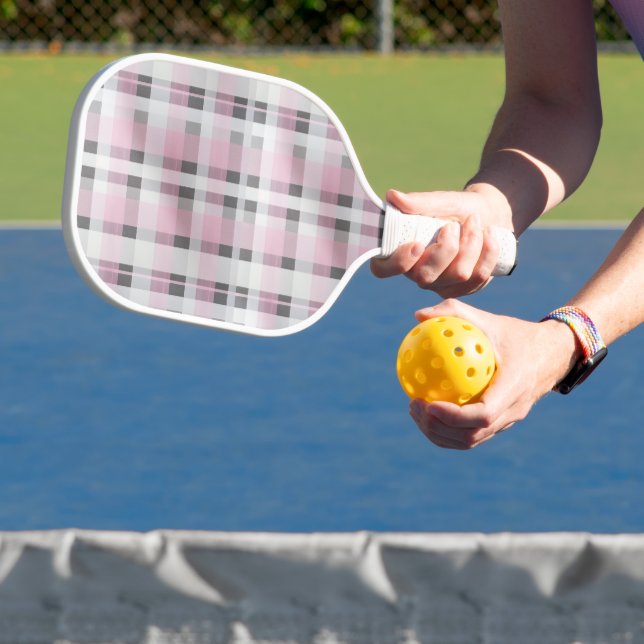 Hübsch in rosa Kariertes Muster - Trendy Tartan Pickleball Schläger (InSitu)