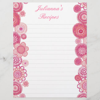Hübsch in rosa Rezept Binder einfügen Letter Pages