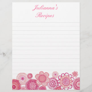 Hübsch in rosa Rezept Binder einfügen Letter Pages