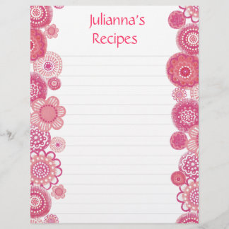 Hübsch in rosa Rezept Binder einfügen Letter Pages