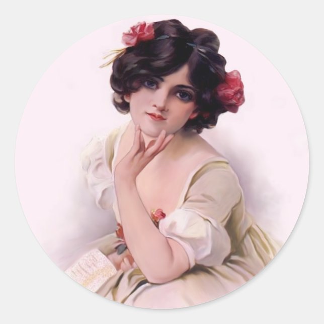 Hübsch in rosa runder aufkleber (Vorderseite)