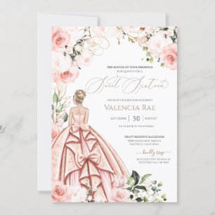 Hübsch in Rosa Schöne Rosa Rose Blau süß 16 Einladung
