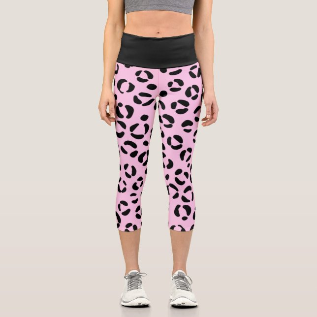 Hübsch in rosa Tierschrift Capri Leggings (Vorderseite)