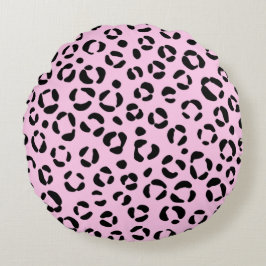 Hübsch in rosa Tierschrift Rundes Kissen