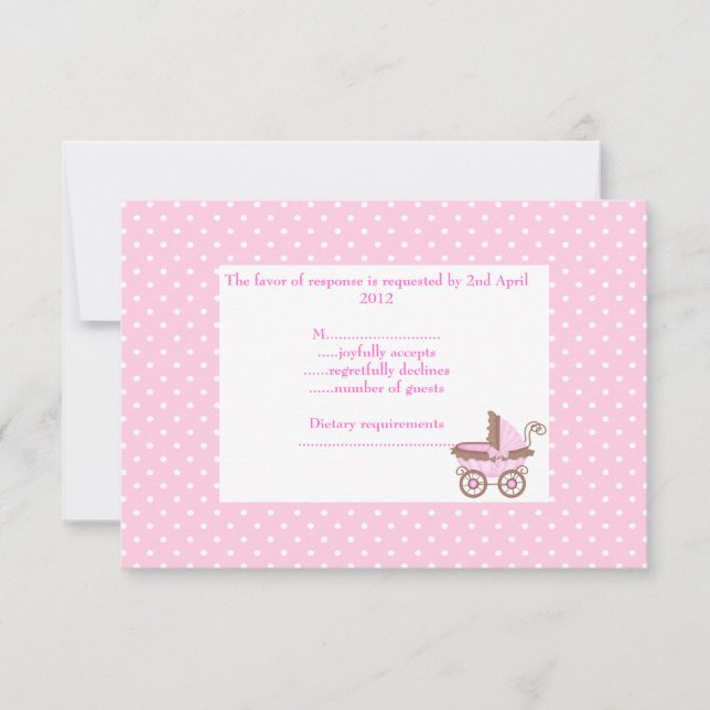hübsch in rosa uAwg mit Kinderwagen RSVP Karte (Vorderseite)