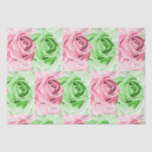 Hübsch in Rosa und Grün - Rosen-Tissue-Papier