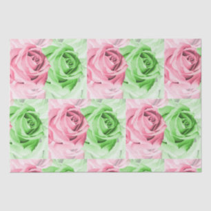 Hübsch in Rosa und Grün - Rosen-Tissue-Papier Seidenpapier