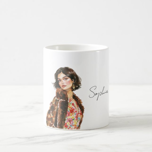 Hübsch in roter floraler Optik Kaffeetasse (Mittel)