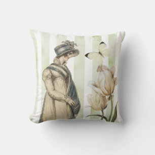 Hübsch Jane Austen inspirierte Vintag blau gestrei Kissen