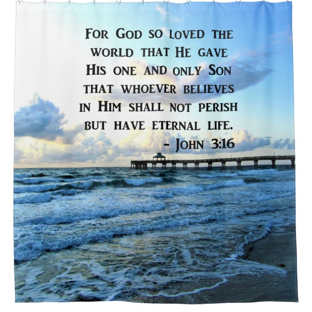 HÜBSCH JOHN 3:16 OCEAN FOTO DESIGN DUSCHVORHANG (Vorderseite)