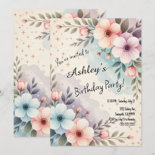 Hübsch Kids Space Blumen Thema Geburtstagsparty Einladung