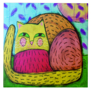 Hübsch Kitty Abstrakt digitale Malerei Fliese