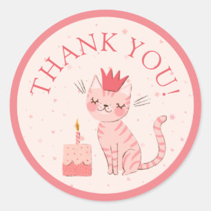 Hübsch Kitty Birthday Classic Round Sticker