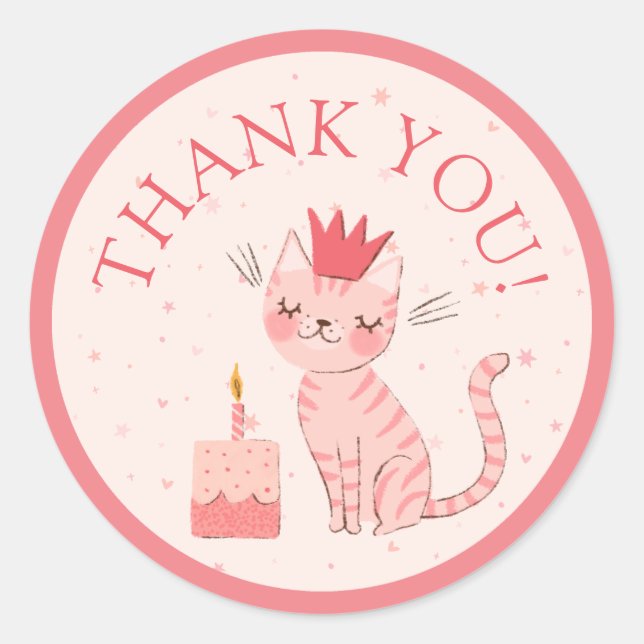 Hübsch Kitty Birthday Classic Round Sticker (Vorderseite)