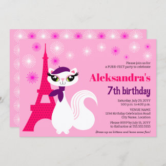 Hübsch Kitty Paris Pink Birthday Einladung