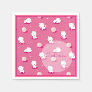 Hübsch Kitty Pink Kittens Patten Napkins Serviette