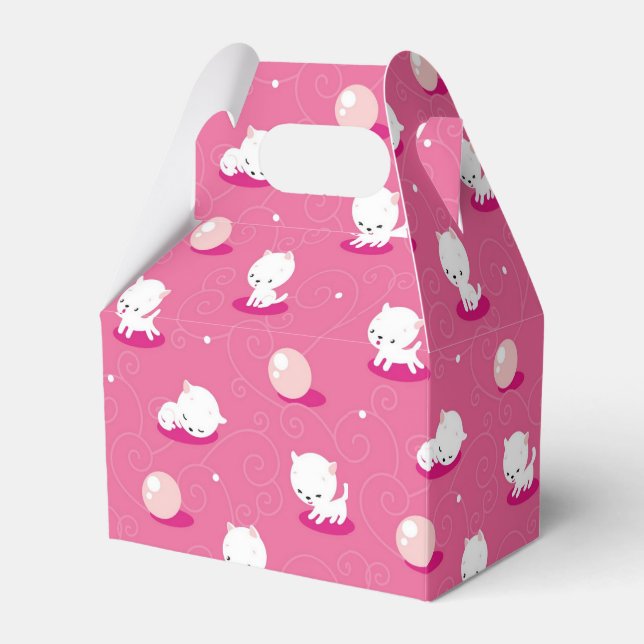 Hübsch Kitty Pink Kittens Pattern Gefälligkeitsbox Geschenkschachtel (Vorderseite)
